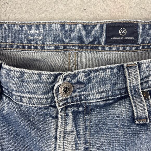 AG Adriano Goldschmeid Jean Mens Blue Everett Slim Straight Size 34 - Picture 3 of 7